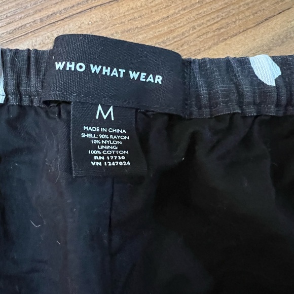 Who What Wear Shorts | women's black brown print shorts lined tie front - Picture 6 of 7